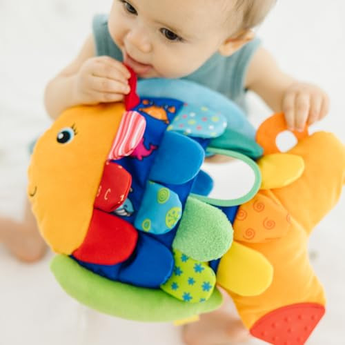 Melissa & Doug Ks Kids, Flip Fish Stuffed Animal, Soft Baby Book, Multi-Textured Squeaking & Crinkling Infant Sensory Toys for Babies with Baby Mirr