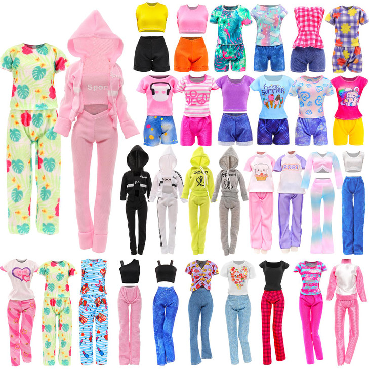 Barwa 10 Sets Doll Clothes Hooded Sports Suit Casual Outfits Tops and Pants Doll Pajamas for 11.5 inch Girls Dolls