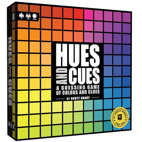 HUES and CUES - Vibrant Color Guessing Board Game for 3-10 Players Ages 8+, Connect Clues and Guess from 480 Color Squares