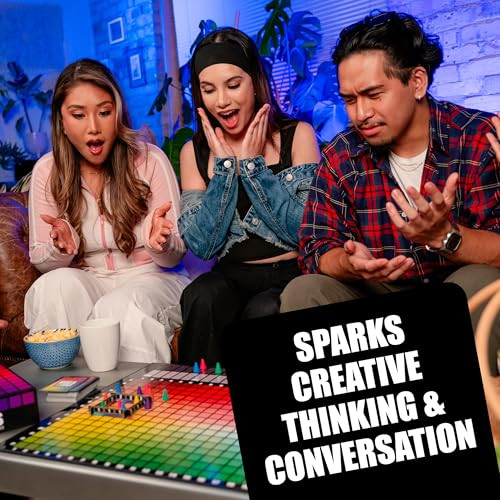 HUES and CUES - Vibrant Color Guessing Board Game for 3-10 Players Ages 8+, Connect Clues and Guess from 480 Color Squares