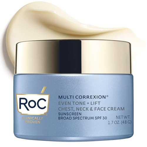 RoC Multi Correxion 5 in 1 Chest Neck Face Moisturizer Face Cream with SPF 30 for Visible Wrinkle and Neck Firming and Tightening, Oil Free Skin Care