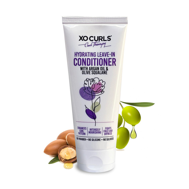 XO Curls Hydrating Leave-In Conditioner with Argan Oil & Olive Squalane 3.4 Fl Oz | No Silicone, No Sulfates, No Paraben | Conditioner | Argan Oil |