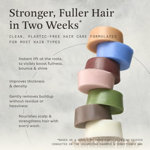 The Earthling Co. Volumizing Conditioner Bar For Thickening, Fullness, Strength, and Hair Growth - Sulfate, Silicone, Paraben Free for Thinning, Flat