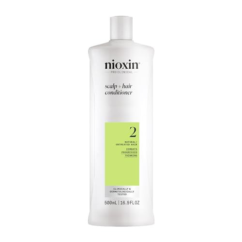 Nioxin Scalp + Hair Thickening System 2 Conditioner | For Natural or Untreated Hair with Progressed Thinning | With Niacinamide and Biotin | 16.9 Fl
