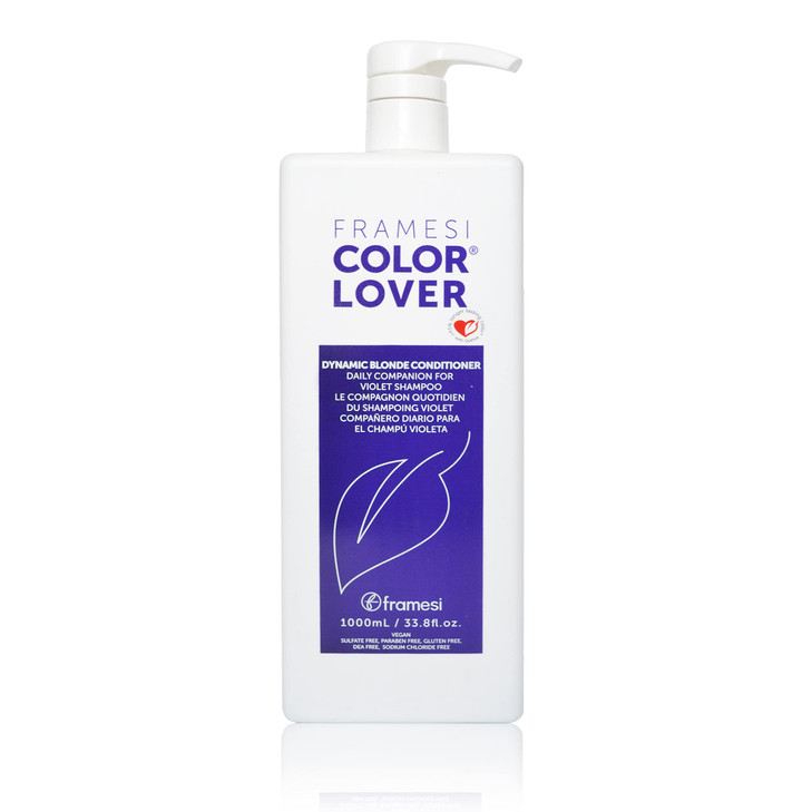FRAMESI Color Lover Dynamic Blonde Conditioner, Sulfate Free Conditioner, Color Treated Hair, Light Purple, 33.8 Fl Oz