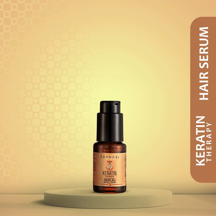 FARMASi Keratin Therapy Repairing Hair Serum, Heat Protection & Shine Support for Dry Damaged Hair, Lightweight Smoothing Care, 1 fl oz