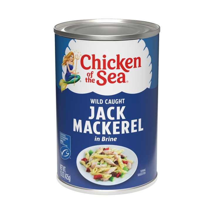 Chicken of the Sea Jack Mackerel in Brine, 15 oz. Cans (Pack of 12), Nutrient Rich, Wild Caught Canned Mackerel