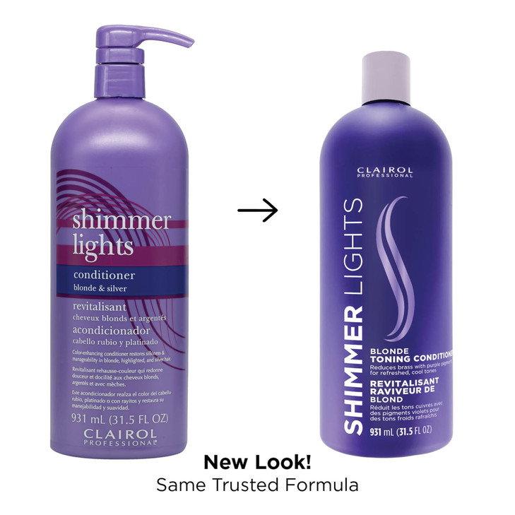 Clairol Professional Shimmer Lights Purple Conditioner, 31.5 fl. Oz Neutralizes Brass & Yellow Tones For Blonde, Silver, Gray & Highlighted Hair Pack