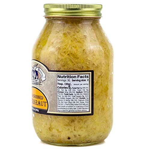 Amish Wedding Old Fashioned Ready to Eat USA Made Canned Sauerkraut 32 Oz Glass Jar
