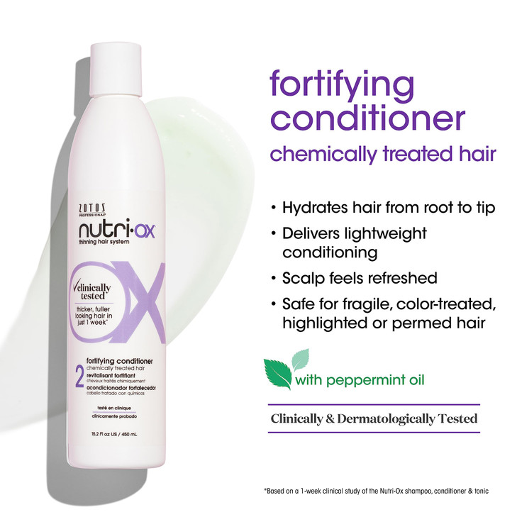NUTRI-OX Fortifying Conditioner Chemically-Treated for Colored Thinning Hair | Thicker, Fuller-Looking Hair | Clinically & Dermatologically Tested |