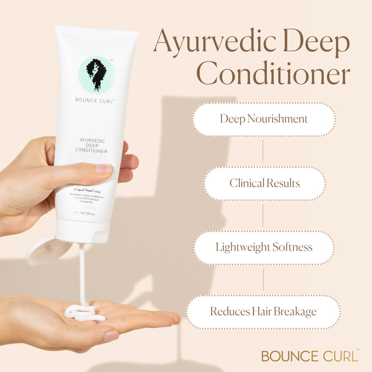 Bounce Curl Ayurvedic Deep Conditioner with Herbs and Oils for Hydration, Vegan, Cruelty-Free, Certified Organic (8oz)
