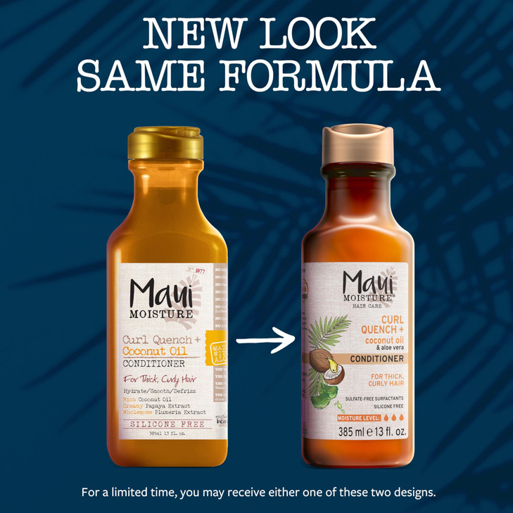 Maui Moisture Curl Quench + Coconut Oil Curl-Defining Anti-Frizz Conditioner to Hydrate and Detangle Tight Curly Hair, Softening Conditioner, Vegan,