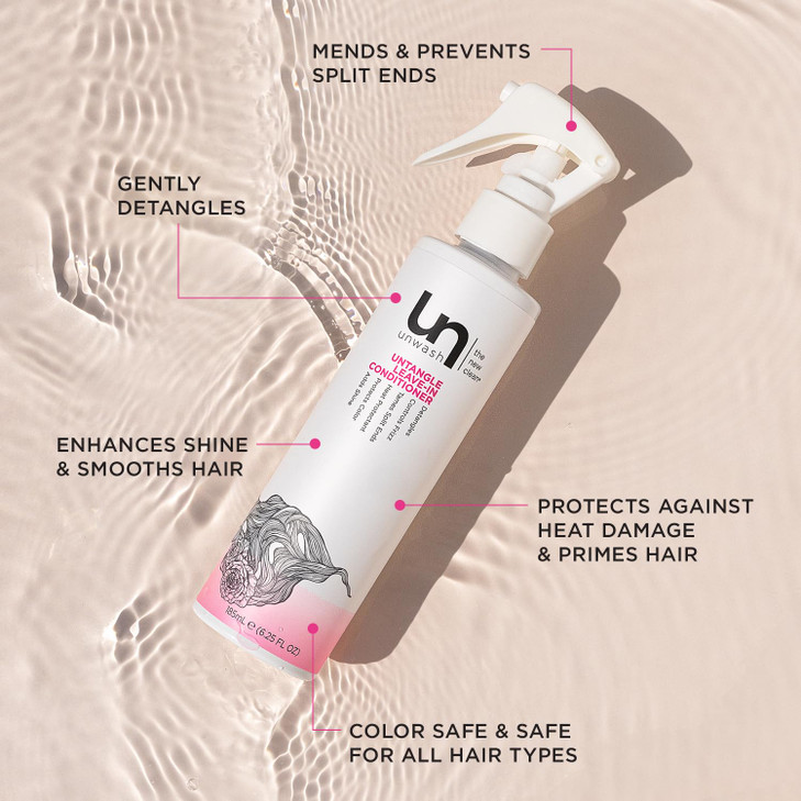 Unwash Untangle Leave-In Conditioner - Gentle Formula, Detangles, Controls Frizz, Enhances Shine, Protects Against Heat, Vegan, Cruelty Free, Sulfate