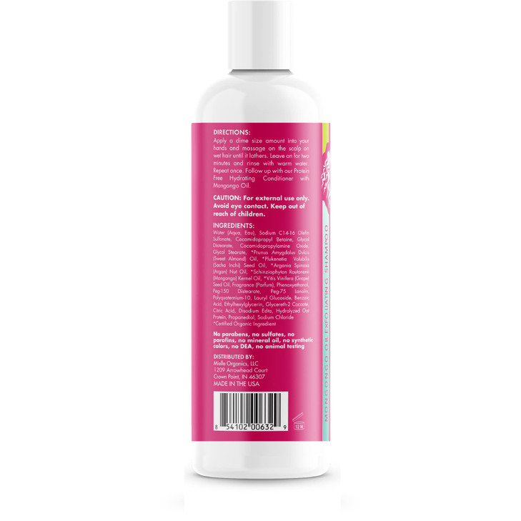 Mielle Organics Mongongo Oil Exfoliating Hair Shampoo - Sulfate-Free Shampoo & Scalp Exfoliator to Remove Dirt, Oil & Product Build-Up - Maintains Es