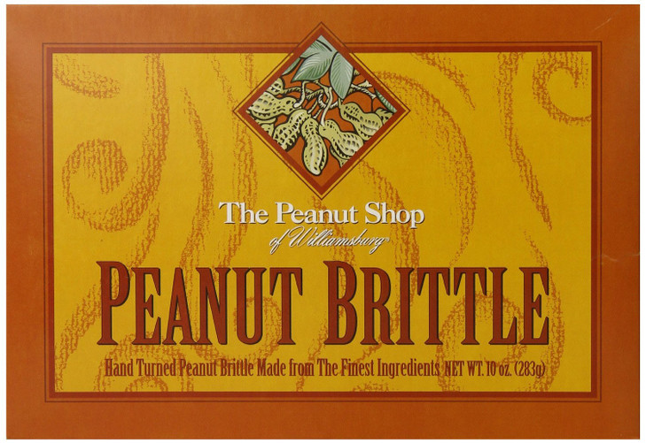 The Peanut Shop of Williamsburg Homestyle Brittle Box, Old-Fashioned Peanut Candy from Williamsburg, Peanut Brittle Hand Pulled in Copper Kettles, Gl