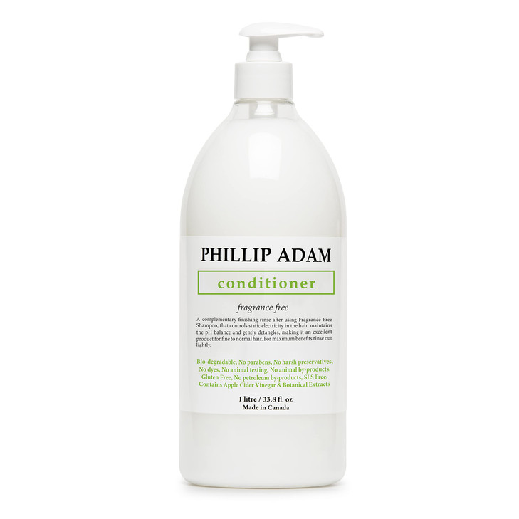 Phillip Adam Fragrance Free Conditioner for Hydration & Enhanced Shine - No Parabens - For All Hair Types - Enriched with Apple Cider Vinegar - 33.8