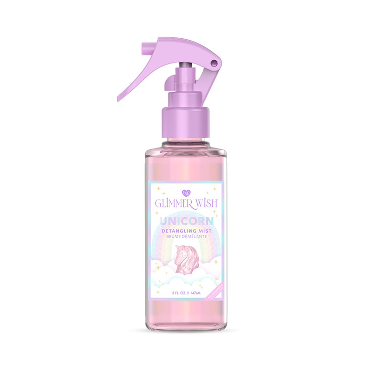 Glimmer Wish Unicorn Hair Detangler Spray  Leave-In Conditioner for Kids & Women, Tangle-Free Detangling Mist, 5 fl oz