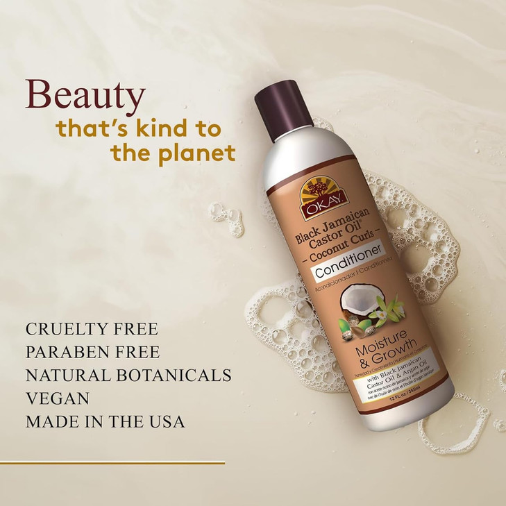 OKAY Black Jamaican Castor Oil & Coconut Curls Conditioner - 12 oz / 355 ml