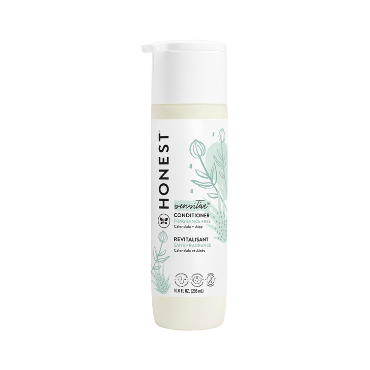 The Honest Company Silicone-Free Conditioner, Gentle, Hypoallergenic, Naturally Derived Ingredients, Fragrance-Free for Sensitive Skin, 10 fl oz