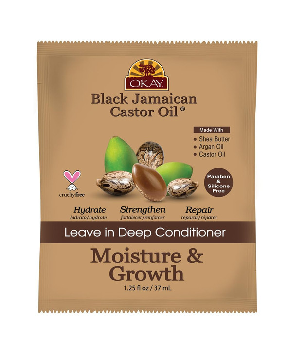 OKAY Black Jamaican Castor Oil Leave In Conditioner - Hair Moisturizer for Women and Men, Natural Product, Curly Hair Grease for Smooth, Moisturized