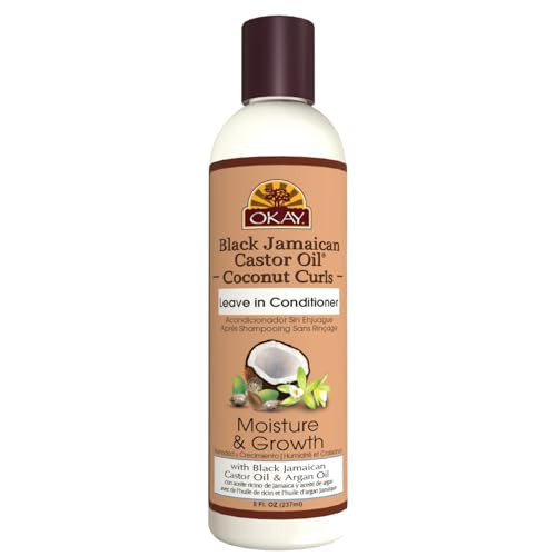 OKAY Black Jamaican Castor Oil Leave In Conditioner - Hair Moisturizer For Women And Men, Natural Hair Product For Hair Growth, Curly Hair Grease For