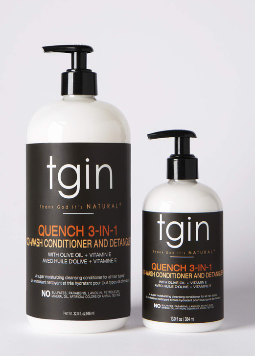 tgin Quench 3-in-1 Co-Wash Conditioner & Detangler  Cowash for Curly Hair That Cleanses & Softens  Lightweight Curly Hair products with Shea Butter
