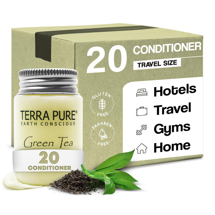 Travel Size Hotel Conditioner 20 Count 1 oz Bottles Guest Amenities for Hotels Vacation Rentals and Short Term Rentals Paraben Free Green Tea Scent I