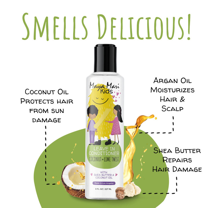MAYA MARI Kids Leave In Conditioner and Hair Detangler | Sulfate Free Curly Hair Products | Gentle Curl Treatment for Toddlers and Babies, 8 Oz