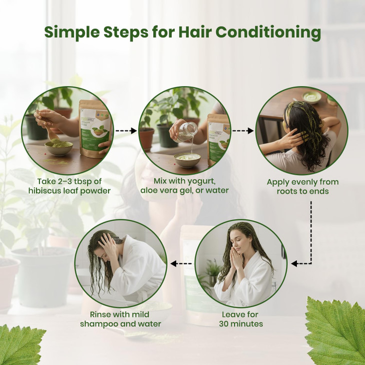 FOODHERBS Hibiscus Leaf Powder | 200 gms/0.44 lbs | Natural Hair Conditioner and Growth Promoter | Prevents Premature Graying and Hair Fall | Ideal f