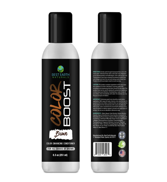 Best Earth Naturals Color Boost Brown Depositing Conditioner for Men and Women, Cover Gray Hair, Deep Condition Hair, 8.5 oz