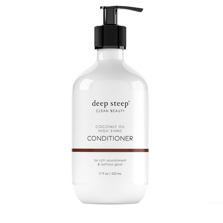 Deep Steep High Shine Coconut Oil Conditioner, 17 oz  Moisturizing Conditioner with Aloe, Argan Oil, Glycerin, Rice Protein & Coconut Oil  Silicone