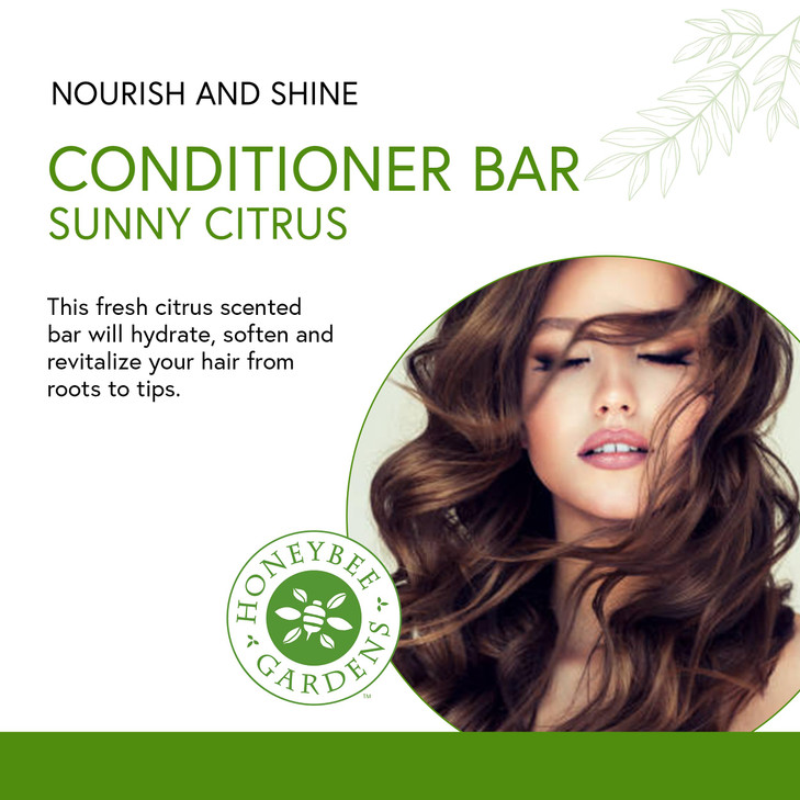 Honeybee Gardens Conditioner Bar, Sunny Citrus, Eco-Friendly, Nourishing, For All Hair Types, 2.3 oz