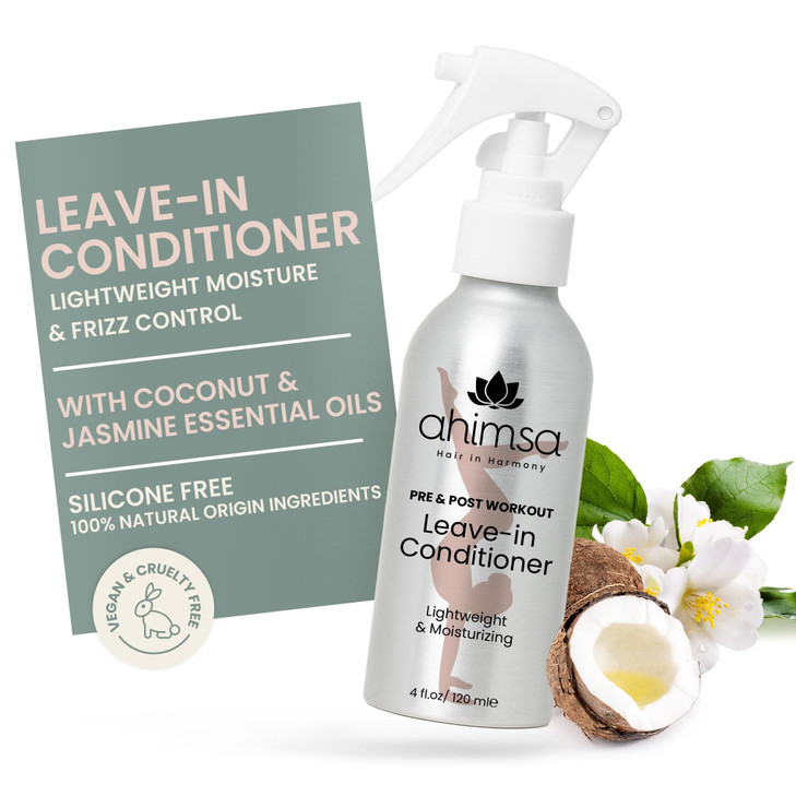 Ahimsa Pre & Post Workout Leave-In Conditioner, Lightweight Hydrating Leave In Conditioner for Curly, Wavy & All Hair Types, Anti-Frizz Heat Protecta