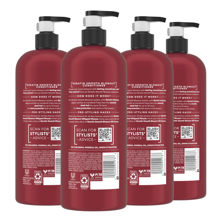 TRESemmé Keratin Smooth Conditioner 4 pack for Frizzy Hair, Formulated with Lamellar-Discipline, 28 Fl Oz