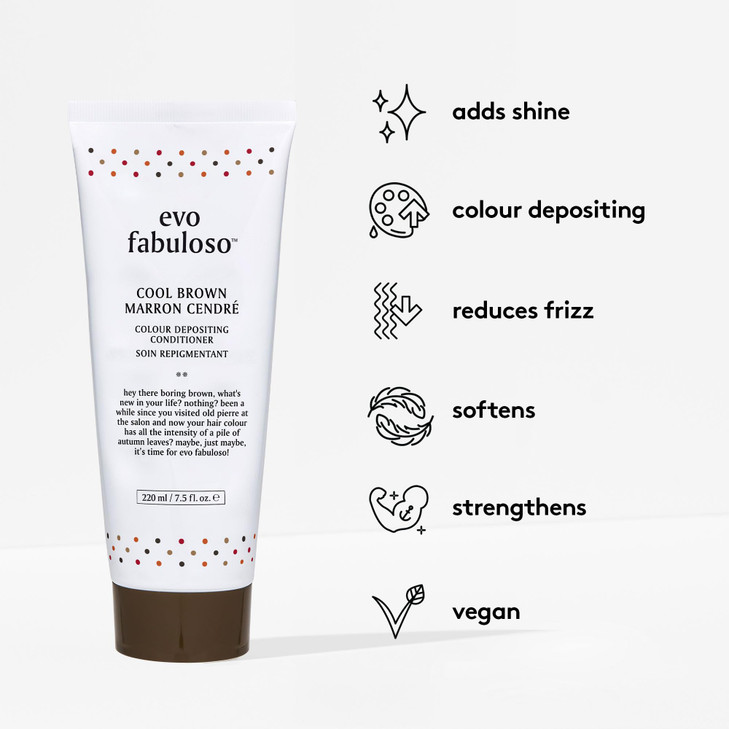 Evo Fabuloso Cool Brown Color Depositing Conditioner for Dry, Color-Treated Hair - Tones, Nourishes & Adds Shine - 7.4 fl oz