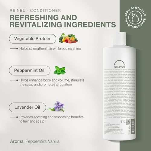 Neuma Re Neu Conditioner 32 Fl. Oz. Revitalizing Conditioner Sulfate Free Paraben Free, Peppermint & Vanilla Scent