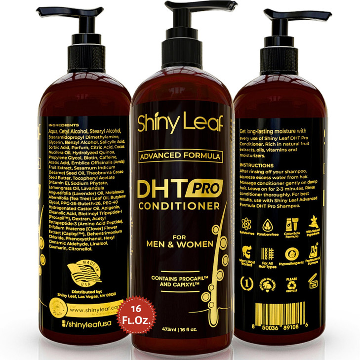 Shiny Leaf Hair Loss Conditioner for Women & Men - DHT Blocker Included, Paraben & Sulfate Free Biotin Conditioner, Thickening Formula for Thinning H