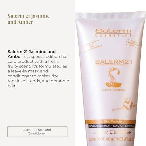 SALERM - 21 Jasmine and Amber - 200 ml - Leave-In Mask and Conditioner - with Silk Proteins - Anti-Frizz - Split Ends Repair - Deep Hydration