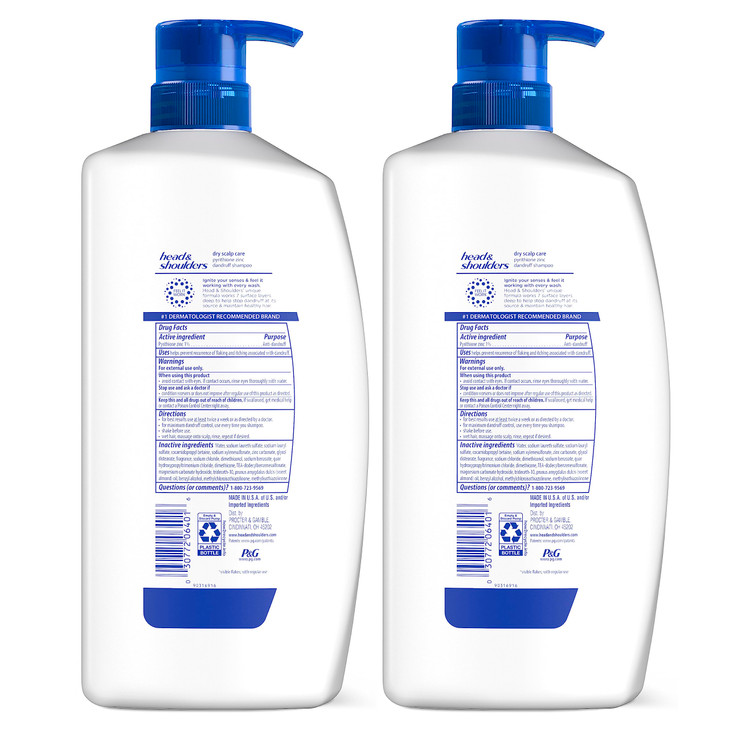 Head & Shoulders Anti-Dandruff Shampoo with 1% Pyrithione Zinc, Dry Scalp Care Shampoo Twin Pack, and Almond Oil for Itch and Dryness Relief, 32.1 fl