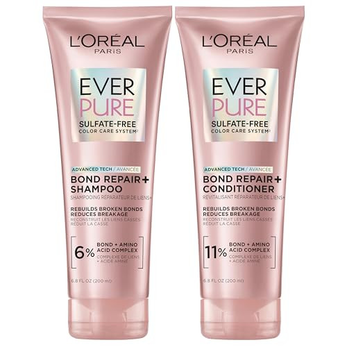 L'Oreal Paris EverPure Sulfate-Free Vegan Hair Care Kit - Shampoo and Conditioner to Strengthen and Repair Hair Bonds (Packaging May Vary)
