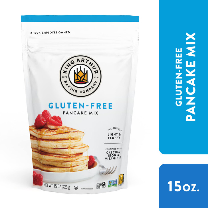 King Arthur Gluten Free Pancake Mix: Non-GMO, Kosher Certified, Easy-to-Prepare Breakfast Delight - Perfect for Fluffy, Delicious Pancakes (15 oz) -