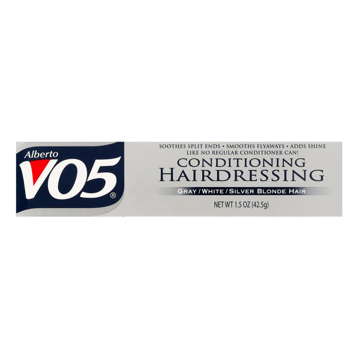 Alberto VO5 Conditioning Hairdressing for Grey White Silver Blonde Hair - Hair Conditioner Styling Product - Smooths Frizz - Brightens Color - 1.5 oz