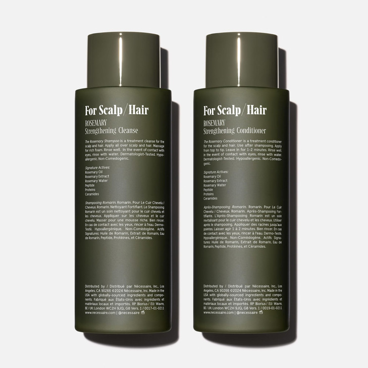 Nécessaire Rosemary Hair Duo | Multi-Protein Strengthening Rosemary Shampoo and Conditioner Set For Thinning Hair. For Women + Men. Free Of Sulfates.