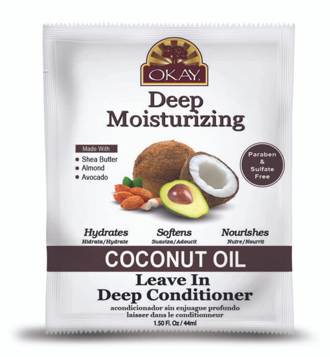OKAY | Coconut Oil Deep Moisturizing Leave-In Conditioner | For All Hair Types & Textures | Replenish Moisture | With Shea Butter, Almond & Avocado |