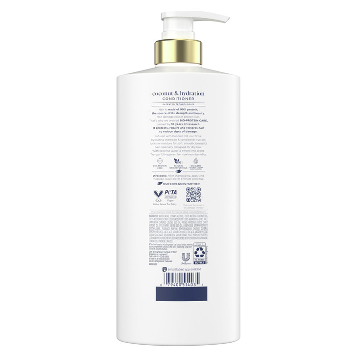 Dove Conditioner Coconut & Hydration for Dry Hair with Bio-Protein Care Technology and Coconut Oil 28 Fl Oz
