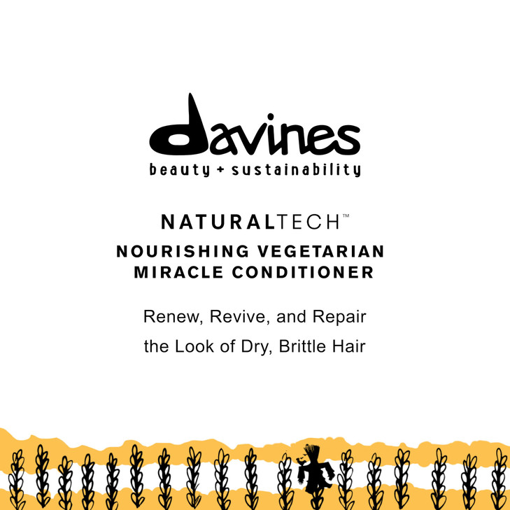 Davines Naturaltech Nourishing Vegetarian Miracle Conditioner, Restructuring & Hydrating for Dry & Damaged Hair - With Vegetal Keratin - Deeply Moist