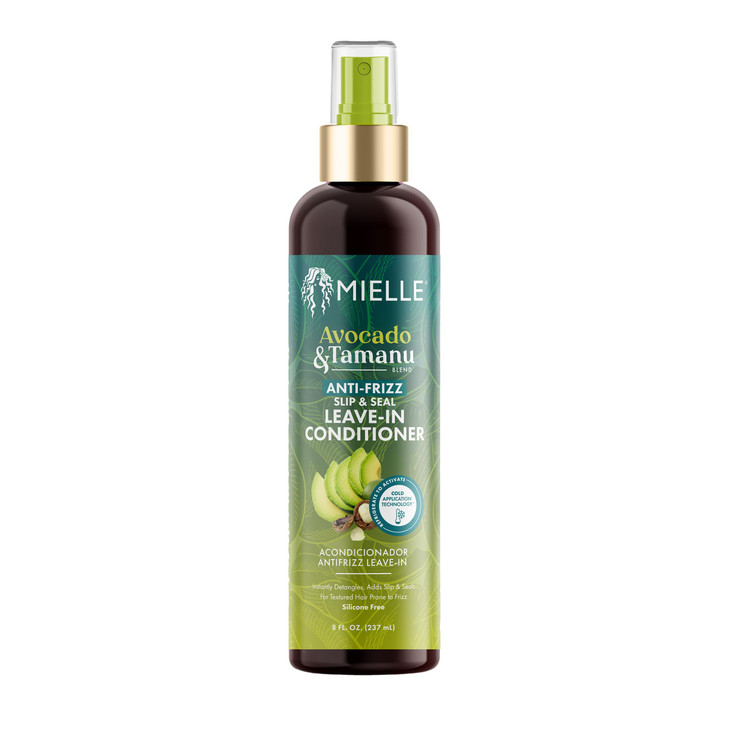 Mielle Organics Avocado & Tamanu Hair Leave In Conditioner Spray for Frizz Control - Smoothing Detangler & Anti Frizz Treatment for Dry, Damaged Styl