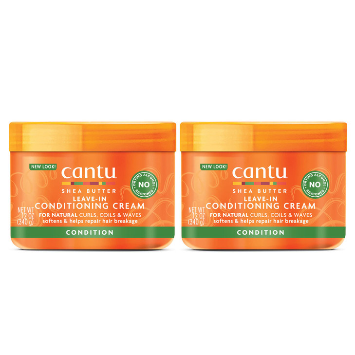 Cantu Leave-In Conditioning Cream for Natural Hair with Pure Shea Butter, 12 oz (Pack of 2)