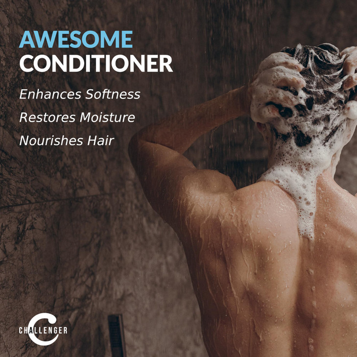 Challenger Awesome Mint Conditioner | Men's Shower Product | For Itchy & Dry Scalp | Removes Dirt & Oils | Coconut Oil, Jojoba Oil, Hydrolyzed Kerati