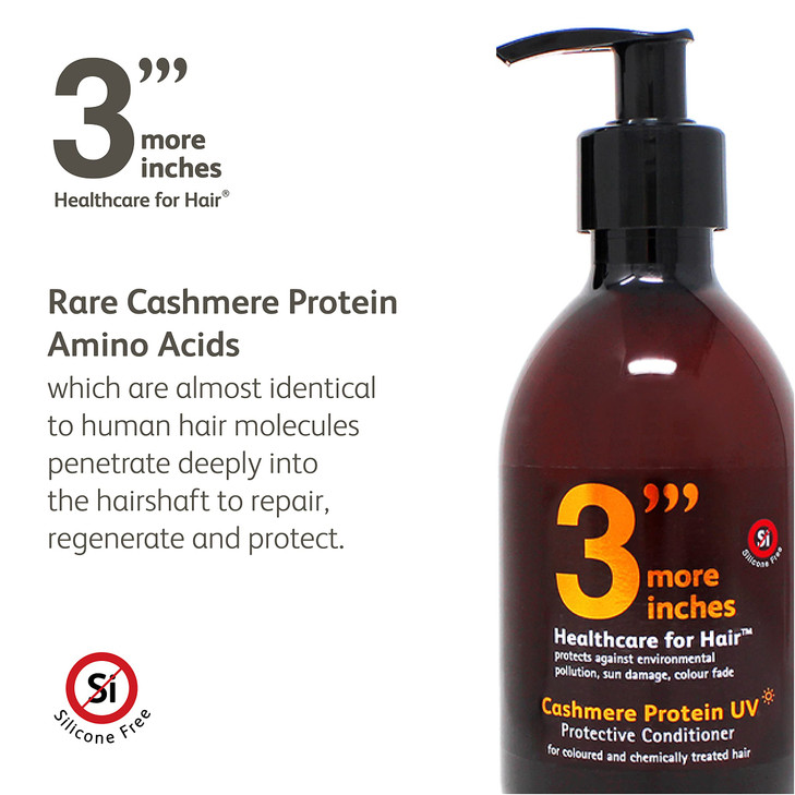 3'''More Inches Cashmere Protein UV Protective Conditioner 250ml - Restoring & Strengthening Conditioner - Color Protective- Silicone Free - With Pro